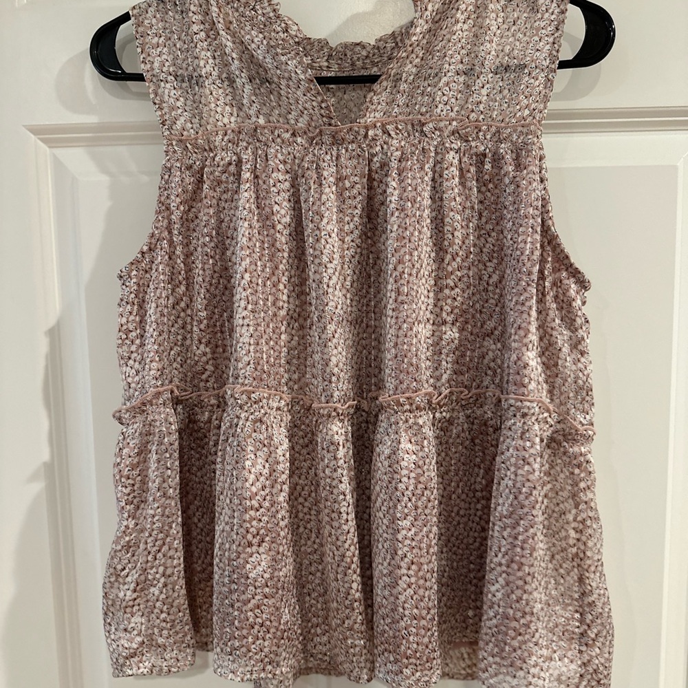 Monteau Floral Ruffle Chiffon Top Size M NWT